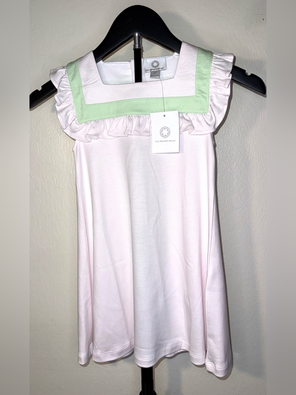The Proper Peony Pink with Green Stripe Sleeveless Dress, size 5, NWT